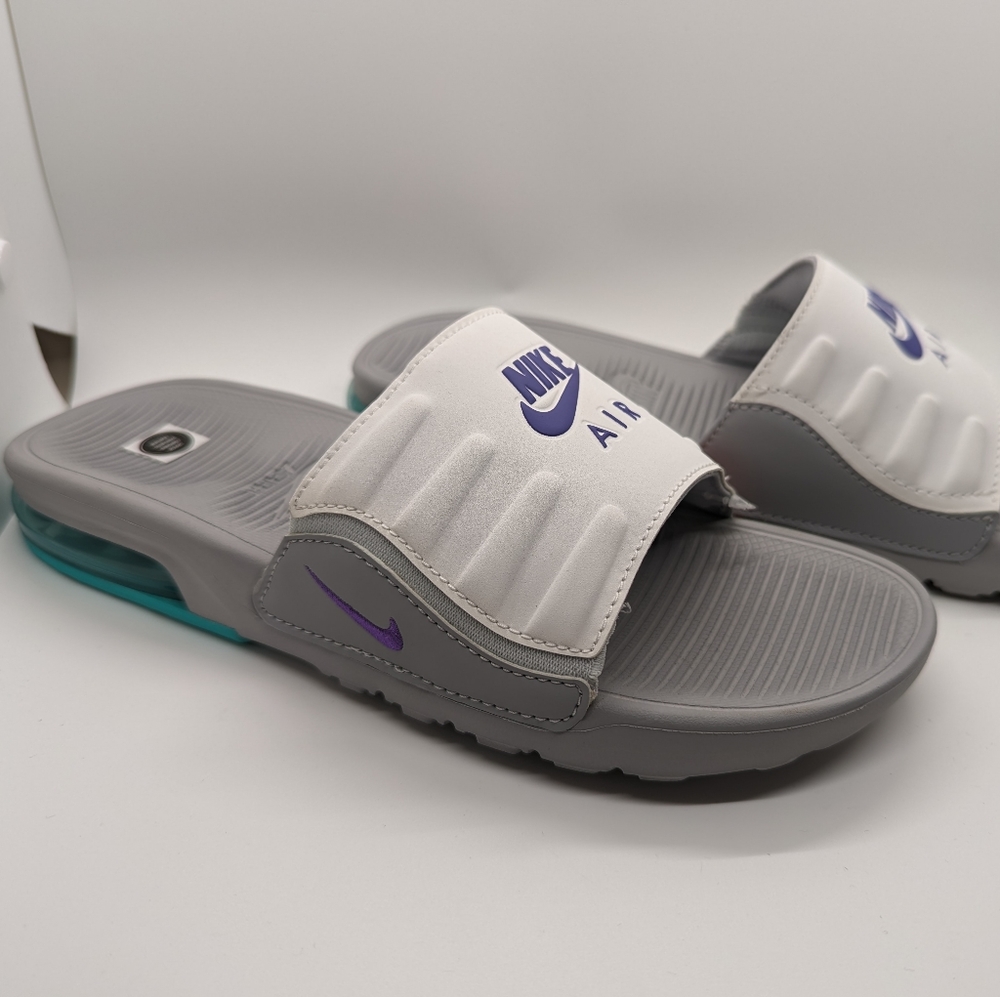 Nike Air Max Camden Slides Wolf Grey Hyper Grape White BQ4633-003 Womens Size 8